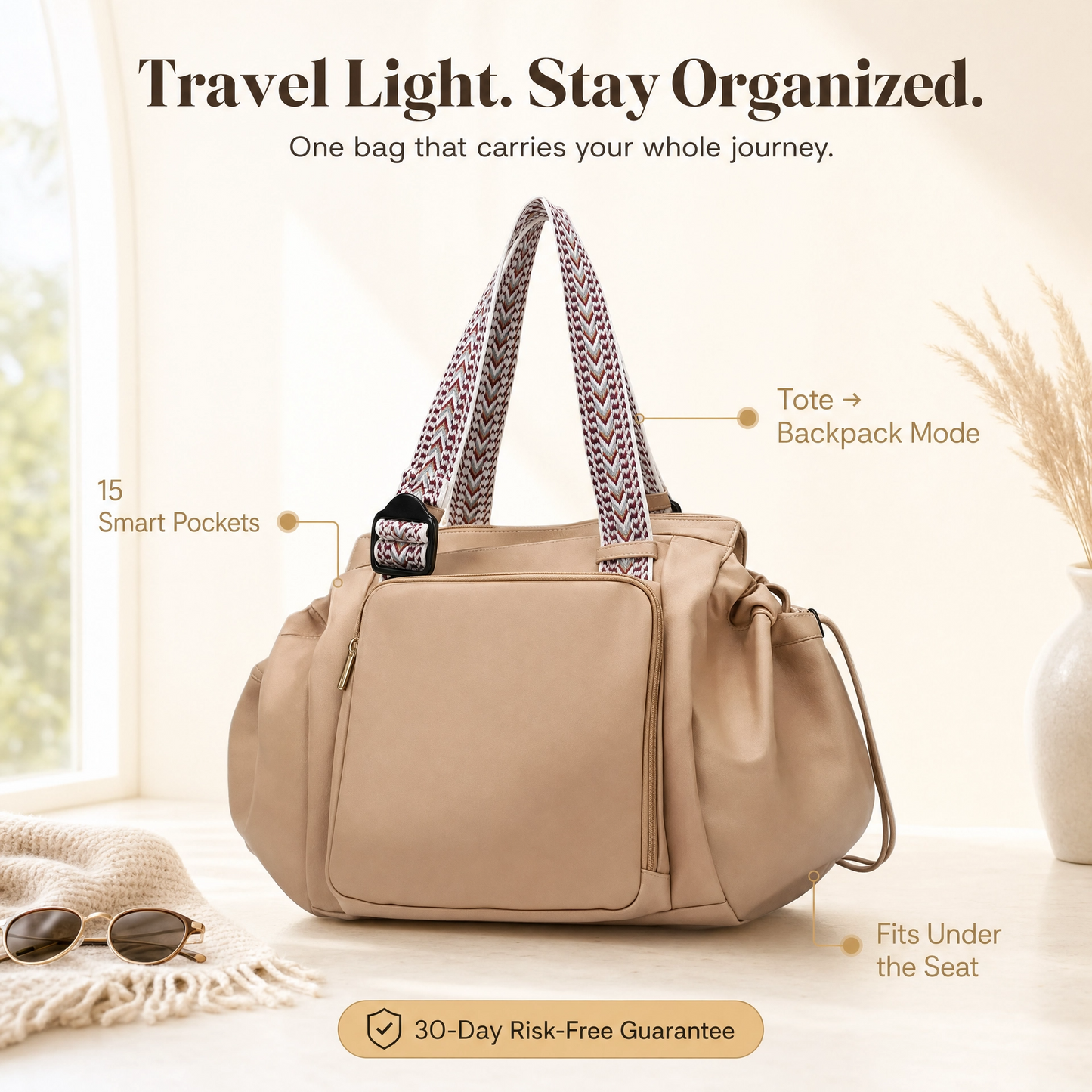 MovaNest - 3 in 1 Travel Tote Bag